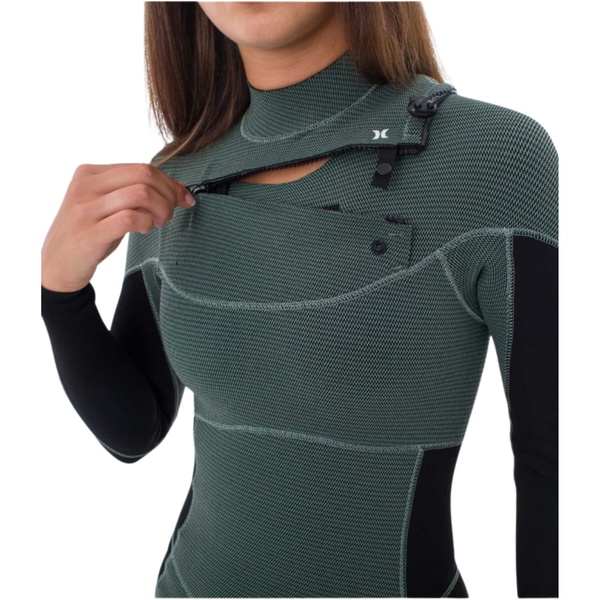 Hurley Womens Plus 4/3mm Chest Zip Wetsuit WFS0012403 - Black Petina